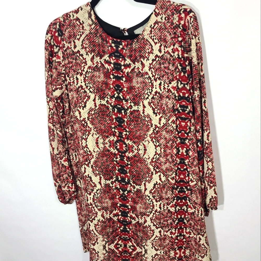 Asher‎ by Fab'rik Women's Size Small S Burgandy Snake Print Long Sleeve Dress